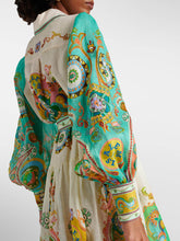 Einzigartiges Midikleid mit Puffärmeln und Bindeband und exquisitem Print